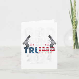 Gud Guns and Trump 2024 USA American Flagga _1 Kort