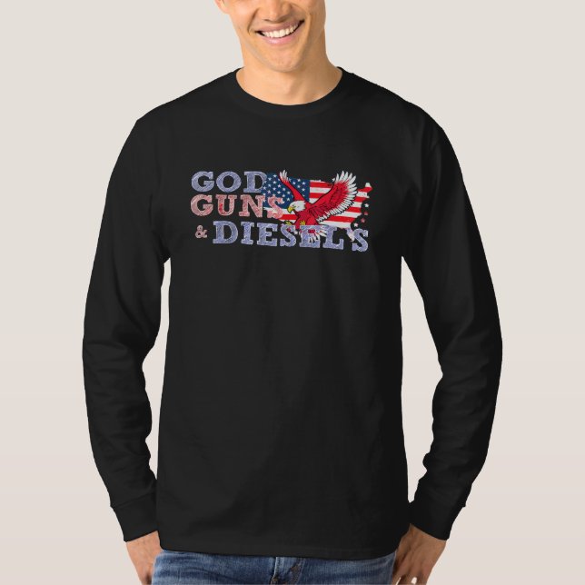 Gud Guns Diesels - American Flagga Land Silhouett T Shirt (Framsida)