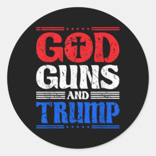 Gud Guns och Trump American Flagga Patriot Runt Klistermärke