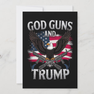 Gud Guns och Trump Eagle American Flagga Vintage Inbjudningar