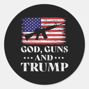 Gud Guns och Trump Runt Klistermärke