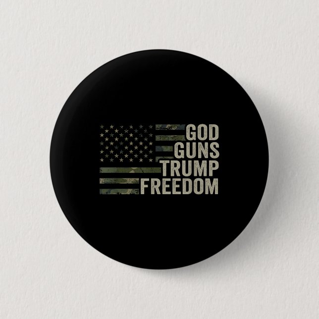 Gud Guns Trump Freedom - Lusnyj Camouflage Pro Gun Knapp (Framsida)