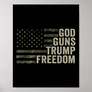 Gud Guns Trump Freedom - Lusnyj Camouflage Pro Gun Poster