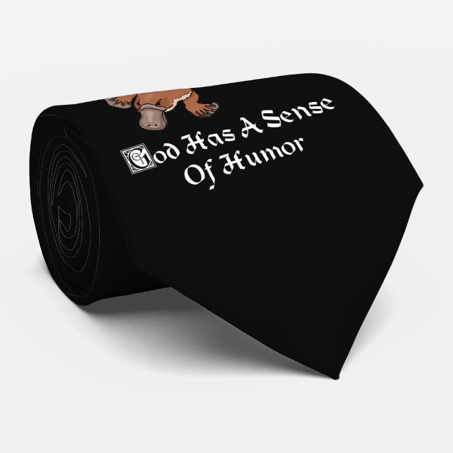Gud Har En Känsla För Humor - Rolig Näbbdjur Slips (Rullad)