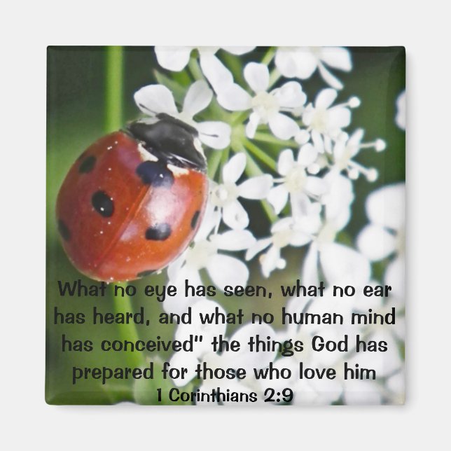 Gud har förberett bibelversa 1 Corinthians 2:9 Magnet (Framsidan)