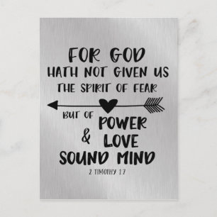 Gud har inte gett uttryck för fruktan Bible Verse Vykort