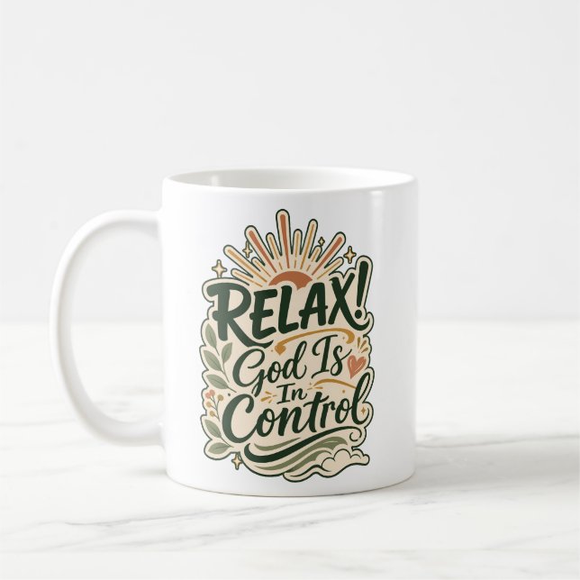 Gud Har Kontrollen Kristet Tro-Baserad Design Kaffemugg (Vänster)