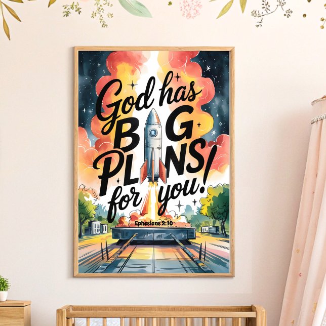 Gud har stora planer på Christian Nursery Wall Art Poster (Skapare uppladdad)