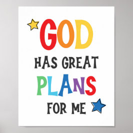 Gud har Underbara planer för mig Kids Christian Ar Poster