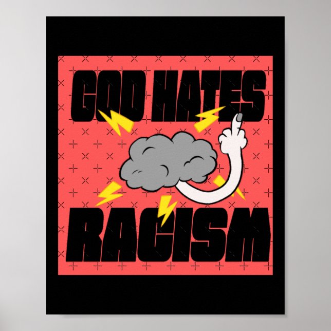 Gud Hates Racism Sticker Poster (Framsidan)