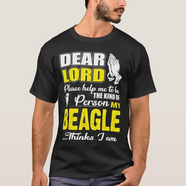 Gud hjälpe mig att vara en slags beagle-tänkare t shirt (Framsida)