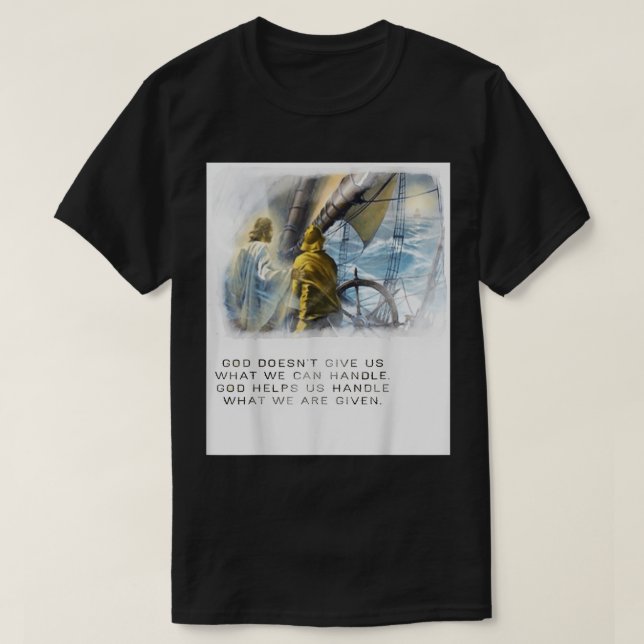 Gud hjälper oss att hantera det som vi får t shirt (Design framsida)