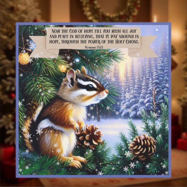 Gud Hope Bible Verse Chipmunk Jul Julkort (Skapare uppladdad)
