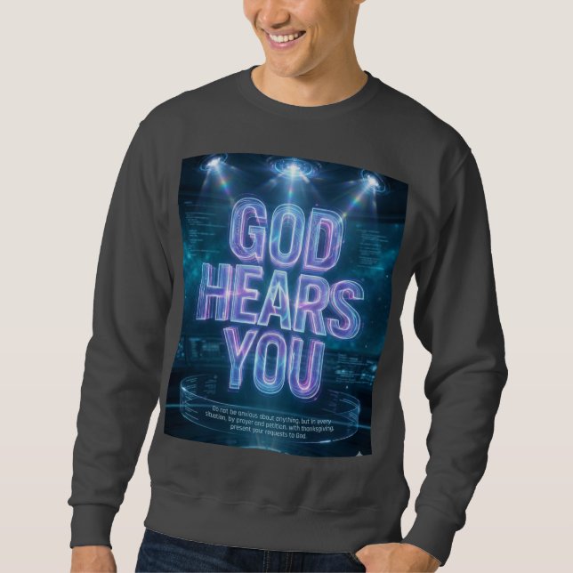 Gud hör dig – Psalm 34:17 Tröja Lång Ärmad Tröja (Framsida)