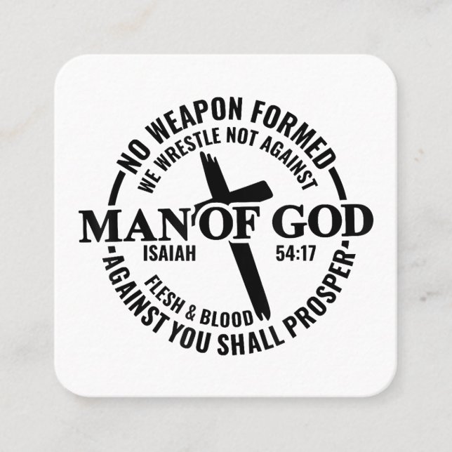 Gud, inget vapen mot mig får bevisa fyrkantigt visitkort (Framsida)