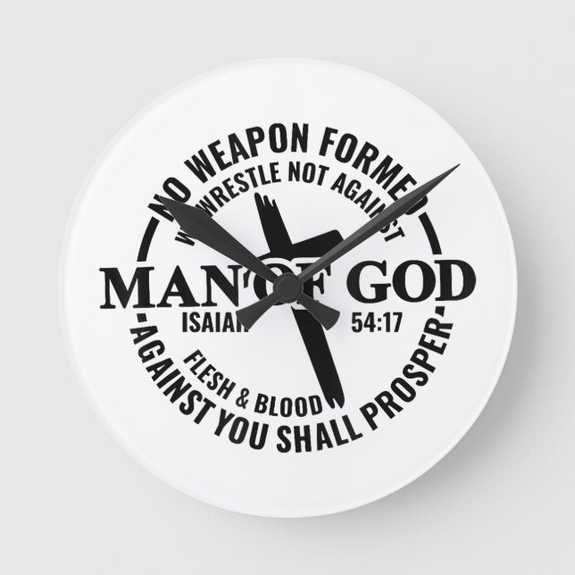 Gud, inget vapen mot mig får bevisa rund klocka (Framsida)