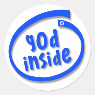 Gud Inside Runt Klistermärke