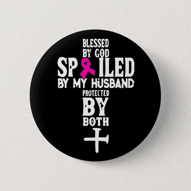 Gud Jesus Rosa Ribbon Make Maka Breast Cancer Knapp (Framsida)