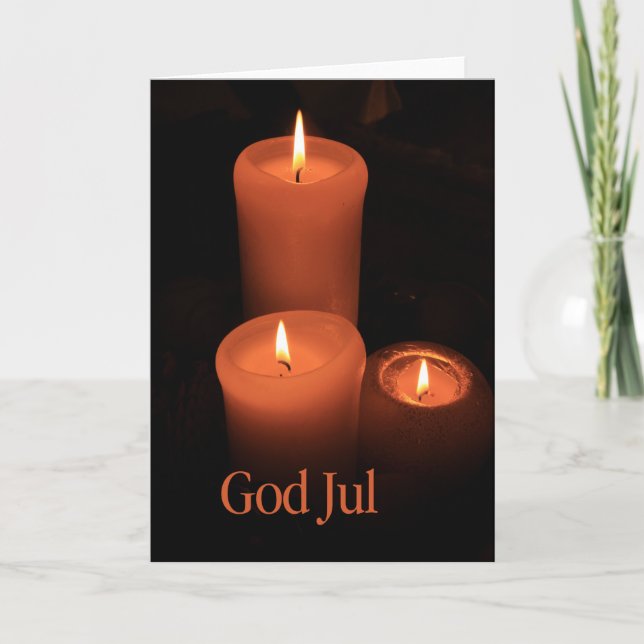 Gud Jul Burning Candles christmas Helgkort (Framsida)