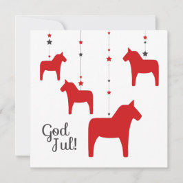 Gud Jul! Dala Horse Greeting Card Tack Kort