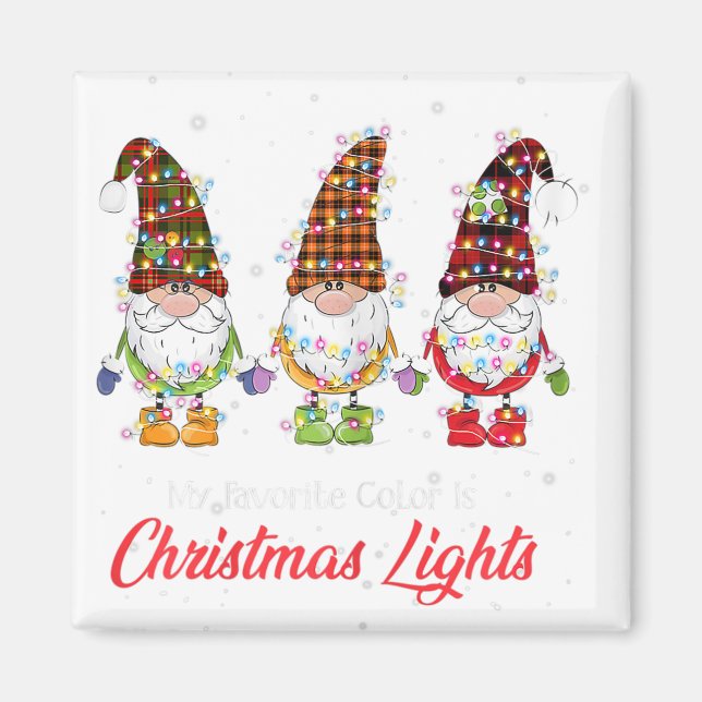 Gud Jul Gnome Tomte Min favoritgrupp Färg är jul Magnet (Framsidan)
