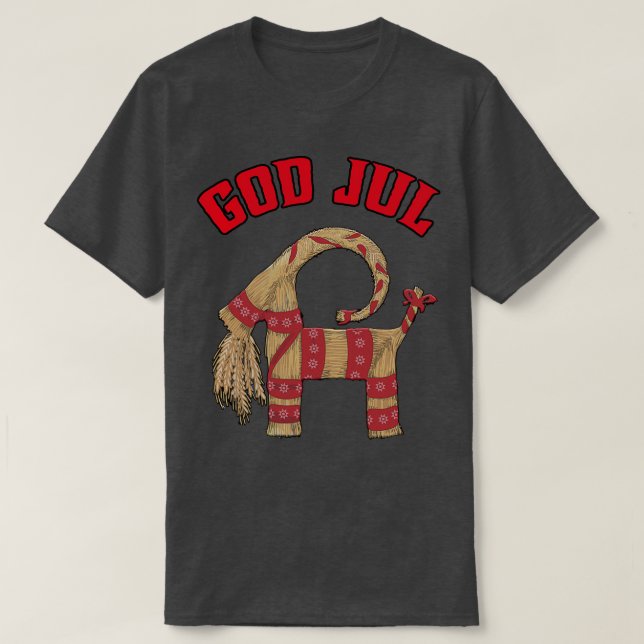 Gud Jul God jul Julbock Straw Goat T Shirt (Design framsida)