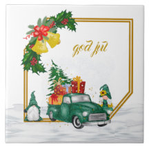 Gud Jul svensk Gnomes Grönt par Ceramic Tile