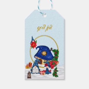 Gud Jul svensk Gnomes Presentetikett