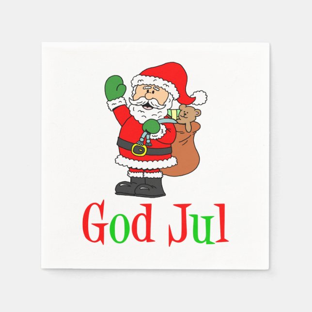 Gud Jul Svensk jul Santa Napkins Pappersservett (Framsidan)