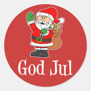 Gud Jul Svensk jultomten Runt Klistermärke