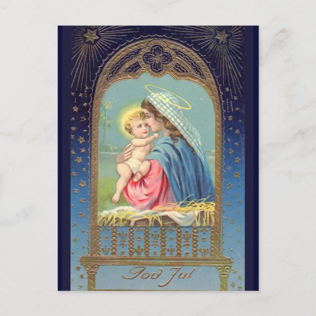 "Gud Jul" Svenska Vintagen Vykort (Framsida)
