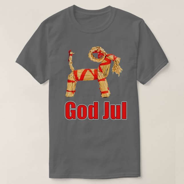 Gud Jul Swedish Straw Goat God jul Scandin T Shirt (Design framsida)