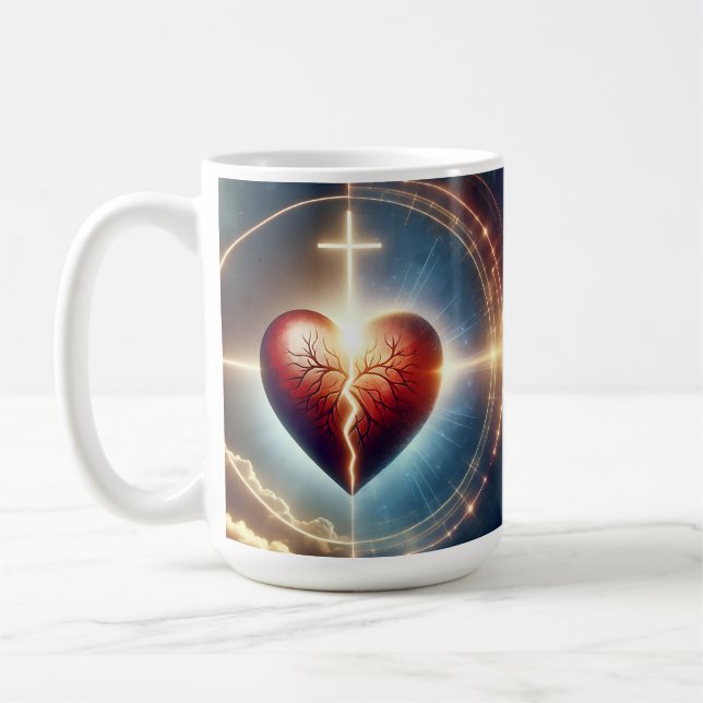 Gud kan läka ett brutet hjärta kaffemugg (Vänster)