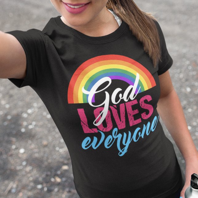 Gud Kärlek Alla Cute Rainbow Christian Quote T Shirt (Skapare uppladdad)