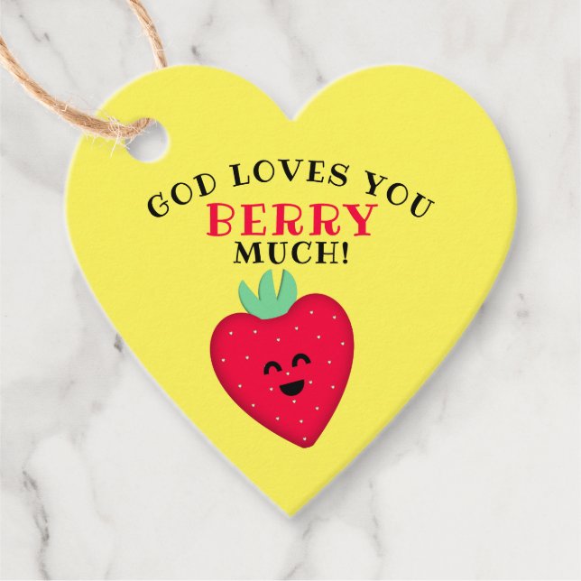 Gud Kärlek du Berry, jordgubbshjärt Gåvor Etiketter (Framsida)