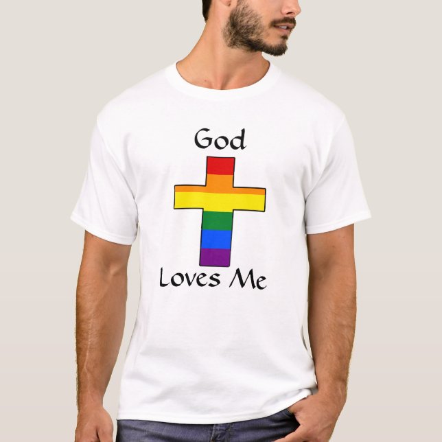 Gud Kärlek Me HGBTQ Rainbow Kor T-Shirt (Framsida)