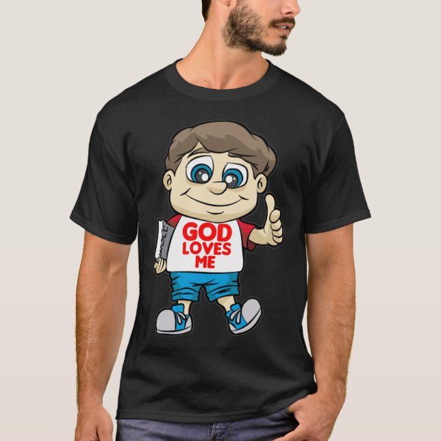 Gud Kärlek mig Belcher Kristus med Bible och Gud C T Shirt (Framsida)