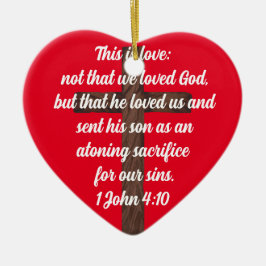 Gud Kärlek USA 1 John 4:10 Bible Verse Julgransprydnad Keramik
