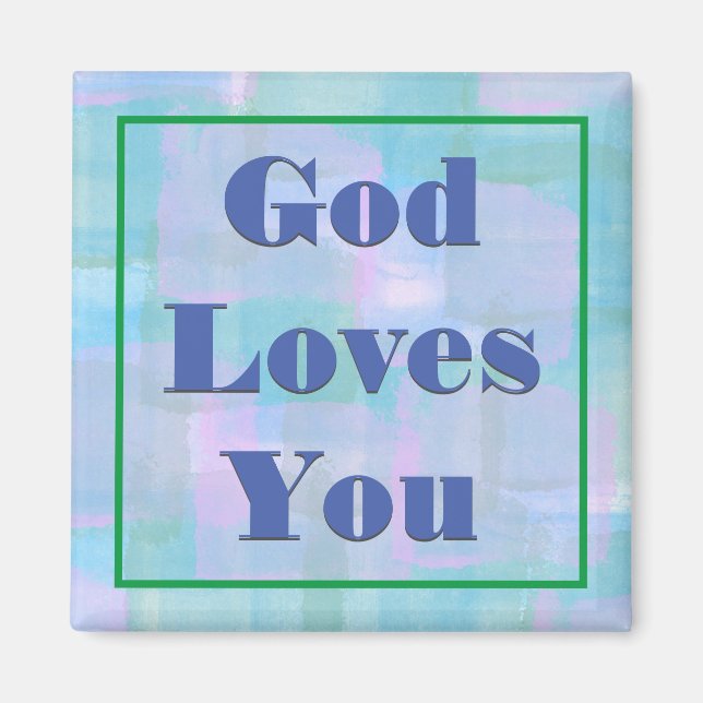 Gud Kärlek You Blue 2 Inch Square Magnet (Framsidan)