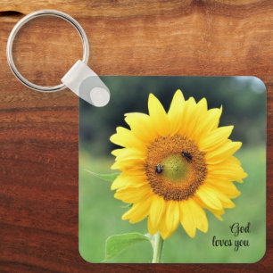 Gud Kärlek You Solros Keychain Nyckelring