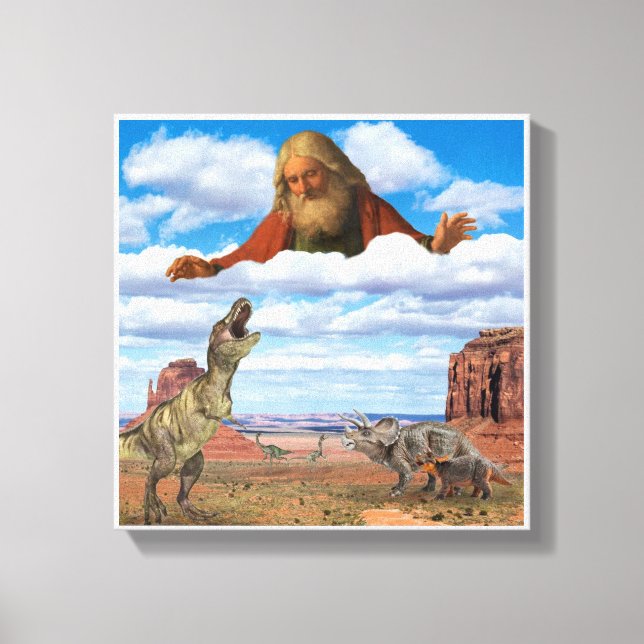 Gud Killing the Dinosaurs Kanvastryck Wall Art (Framsida)