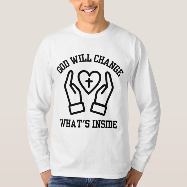 Gud kommer att ändra Långärmaden Inside Manar T Shirt (Framsida)
