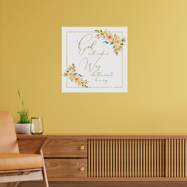 Gud kommer att göra en gult blommigt poster (Vardagsrum 2)