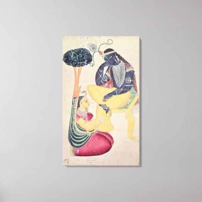 Gud Krishna med sin dödliga kärlek, Radha Canvastryck (Framsida)