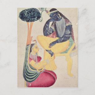 Gud Krishna med sin dödliga kärlek, Radha Vykort