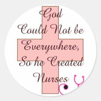 Gud kunde inte överallt NURSES rosa kor Runt Klistermärke