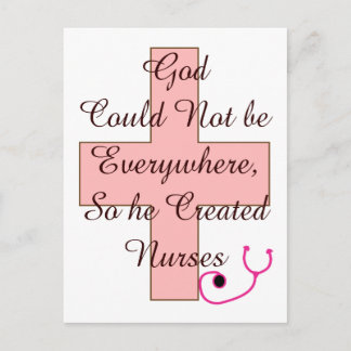 Gud kunde inte överallt NURSES rosa kor Vykort