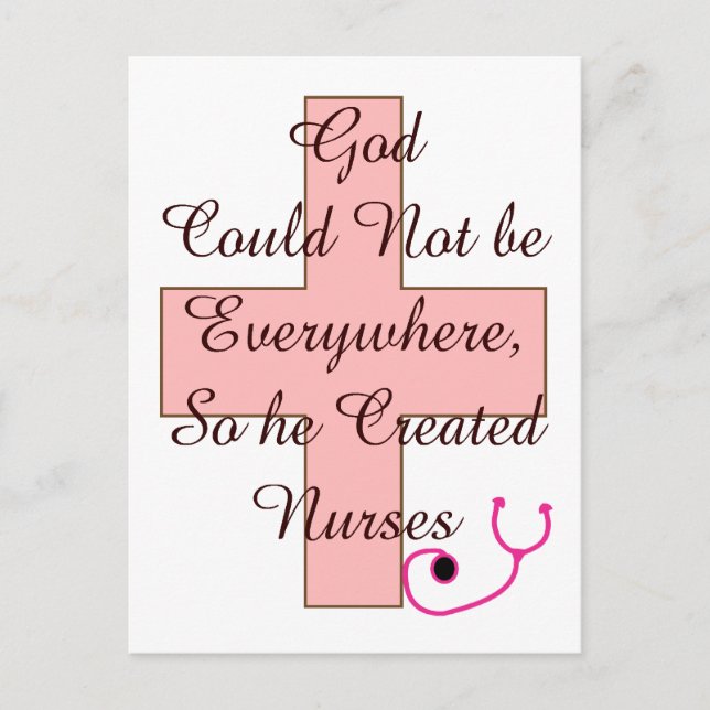 Gud kunde inte överallt NURSES rosa kor Vykort (Framsida)