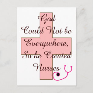 Gud kunde inte överallt NURSES rosa kor Vykort