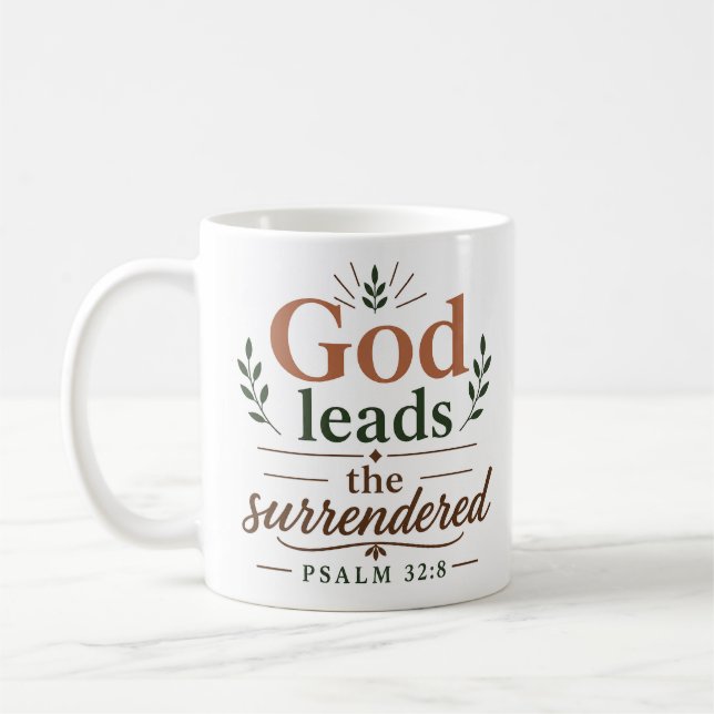 Gud leder den undergivne Bibelvers Citat Kaffemugg (Vänster)